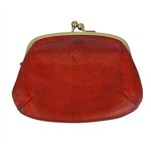 Kissora Red Leather Double Kiss Lock Coin Purse Wallet Japan Change Purse